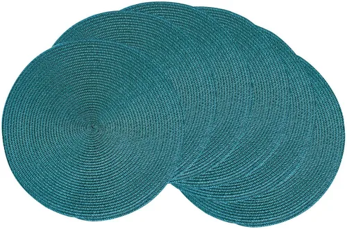 Miniatura 54 de AHHFSMEI Juego de 6 manteles individuales redondos trenzados de 15 pulgadas para mesas de comedor, tejido natural, resistentes al calor, color azul