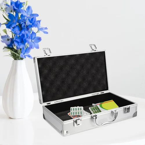 Miniatura 7 de Toyvian Maletín rígido de aluminio con inserto de espuma personalizable para instrumentos de prueba, cámaras, herramientas, piezas y accesorios