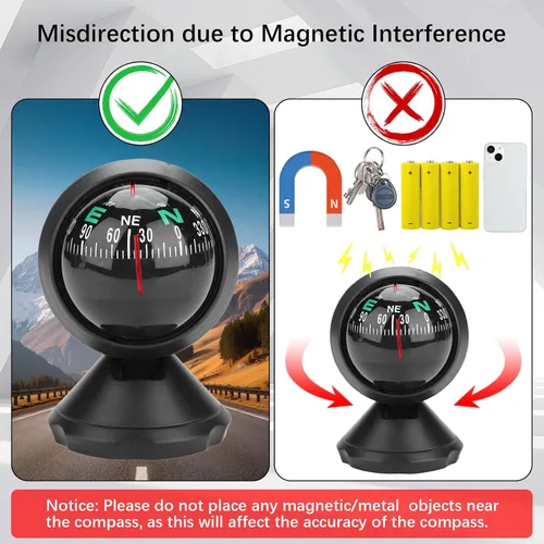 Miniatura 5 de Negro ajustable bola visión nocturna brújula barco Dash Mount, coche ajustable para coche, barco marino