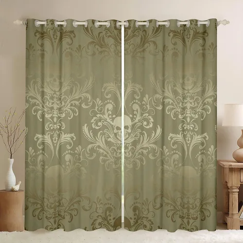 Miniatura 28 de Cortinas y cortinas de damasco turquesa para adultos, cortinas opacas barrocas victorianas antiguas, 2 paneles de 38 pulgadas de ancho x 54 pulgadas