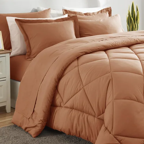 Miniatura 117 de CozyLux Juego de edredón tamaño King, color naranja quemado, toda la ropa de cama en una sola bolsa, 7 piezas: edredón, fundas de almohada