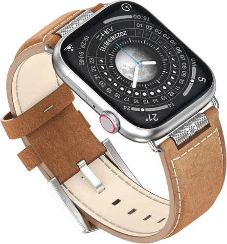 Miniatura 8 de Caseultra Correas de cuero compatibles con Apple Watch Band 1.929 in 1.772 in 1.732 in 1.654 in 1.614 in 1.575 in 1.496 in para hombre, correa