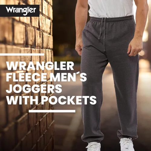 Miniatura 3 de Wrangler Pantalones deportivos para hombre - Pantalones deportivos de forro polar para hombre, tallas extendidas (M-6X), carbón jaspeado, Gris
