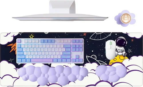 Miniatura 14 de ATTACK SHARK Alfombrilla de mouse 4 en 1, reposamuñecas para teclado, soporte para reposamuñecas y juego de posavasos de cuero con alfombrilla