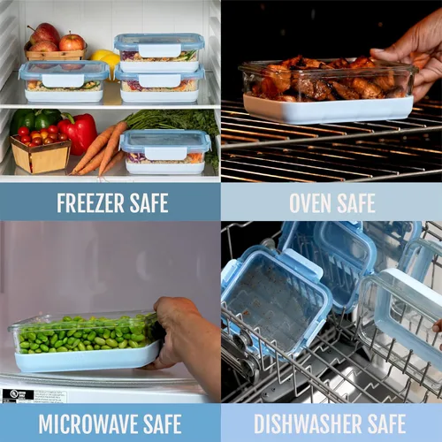 Miniatura 3 de Ello Duraglass 3.4 tazas Juego de preparación de comidas 10 piezas, juego de 5 paquetes - Envase de almacenamiento de alimentos de vidrio con tapa