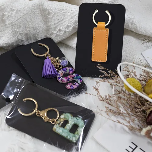 Miniatura 5 de Temlum 100 tarjetas de exhibición de llavero con bolsas autosellantes, soporte para tarjetas de llavero de 3 x 4.7 pulgadas para exhibir tarjetas