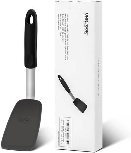 Miniatura 10 de Unicook Espátula de silicona flexible, 2 unidades, espátula resistente al calor de 600 °F para utensilios de cocina antiadherentes, utensilios