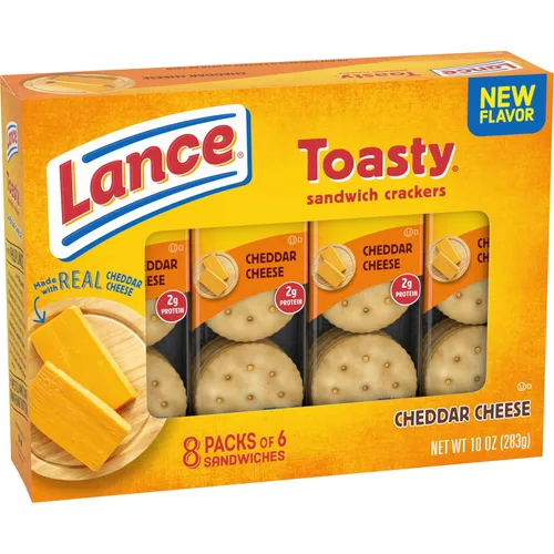 Miniatura 9 de Lance Galletas tipo sándwich, queso cheddar tostado, 8 paquetes envueltos individualmente, 6 sándwiches cada uno