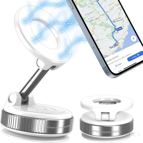 Miniatura 8 de Soporte magnético de teléfono al vacío para tu automóvil, soporte de teléfono ajustable de 360° para Magsafe con potente imán, soporte plegable