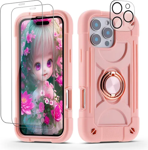 Miniatura 126 de Funda para iPhone 11 de 6.1 pulgadas con soporte de anillo, con 2 protectores de pantalla de vidrio, resistente a los golpes, resistente a