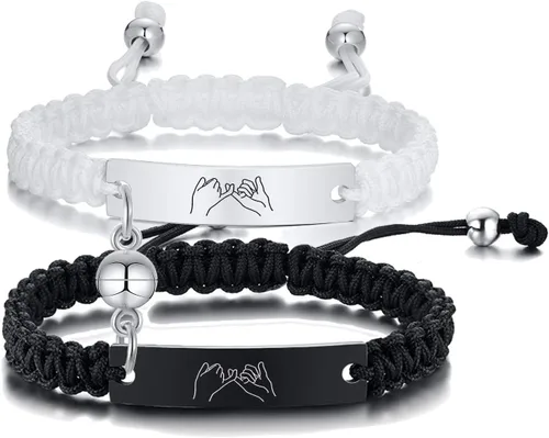 Miniatura 20 de MEALGUET Pulseras de ID Personalizadas para Parejas Grabado Personalizado Hecho a Mano Cuerda Trenzada Pulsera de Muñeca para Hombres Mujeres
