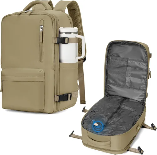 Miniatura 43 de WONHOX - Mochila grande, aprobada para vuelo, unisex, para viajes, trabajo, negocios o laptop, a1-Negro, Medium