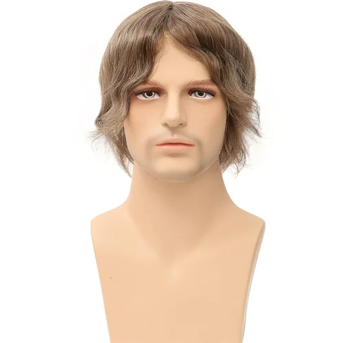 Miniatura 4 de Peluca de piel ultrafina de 0.003 in para hombres, 100% cabello humano virgen europeo, pelucas de repuesto de cabello humano real, 8x10 pulgadas
