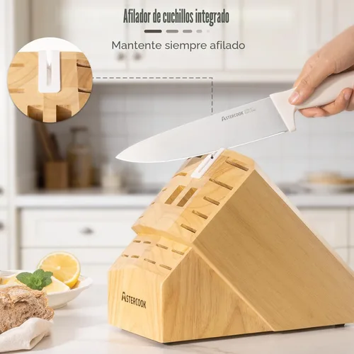 Miniatura 7 de Juego de Cuchillos, Astercook Juego de Cuchillos de Cocina de 22 Piezas con Bloque y Afilador Integrado, Cuchillos de Acero Inoxidable de Alto