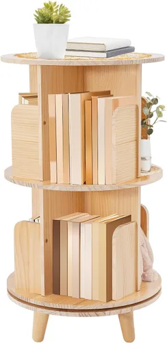 Miniatura 12 de Estantería giratoria, estantería giratoria, organizador apilable, estantería giratoria, estantería redonda, estante para libros para dormitorio