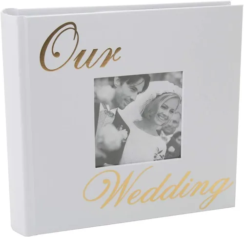 Miniatura 7 de Happy Homewares Álbum de fotos moderno de nietos blancos con texto dorado con capacidad para 80 fotos de 4 x 6 pulgadas