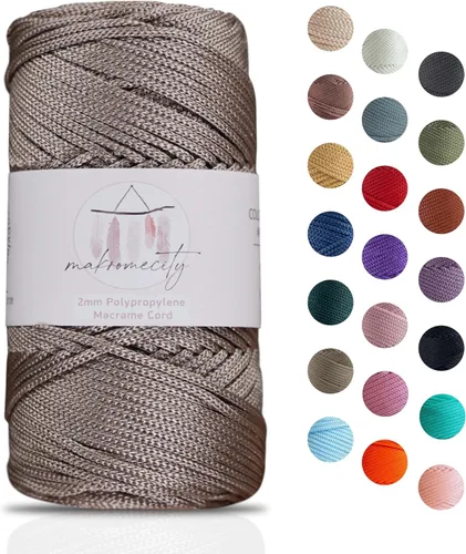 Makromecity, Cordón de macramé de poliéster de 2 mm x 38 m (125 yardas) 2 mm de polipropileno, cordón de macramé para crochet, bolsas de macramé,
