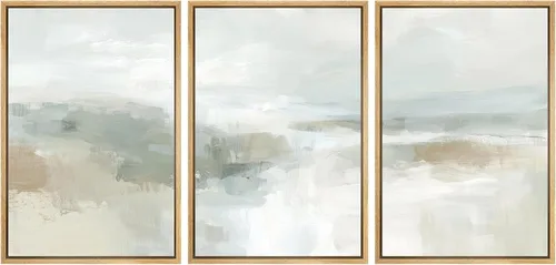 Miniatura 204 de SIGNWIN Lienzo enmarcado para pared, arte con pinceladas de flujo neutro en tonos beige abstractos, ilustraciones, arte moderno, decorativo