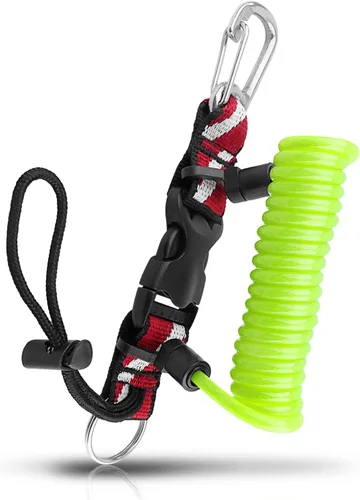 Miniatura 9 de Cordón de buceo, cordón en espiral de acero inoxidable resistente con hebilla de liberación rápida y correa de banda de bandera de buceo para Azul