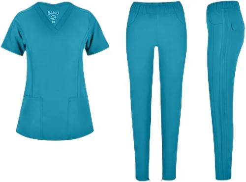 Miniatura 19 de Conjunto de 7 bolsillos Tali & Maya de enfermería para mujer, conjunto de uniforme médico diario para mujer, 3 bolsillos, parte superior, 4