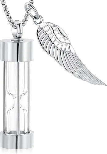 Miniatura 10 de Oinsi Eternity Memory - Collar de urna de reloj de arena para cremación, colgantes de joyería para mujeres y hombres, caja de regalo + kits