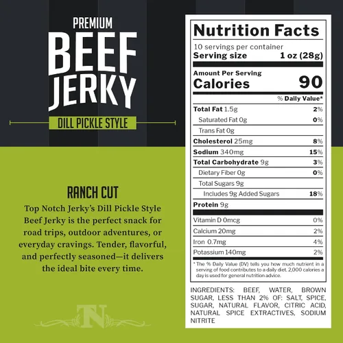 Miniatura 2 de Top Notch Ranch Cut Jerky - Bolsa de 10 onzas de carne seca de res - Snacks ricos en proteínas para niños y adultos - Tiras sabrosas de carne de res