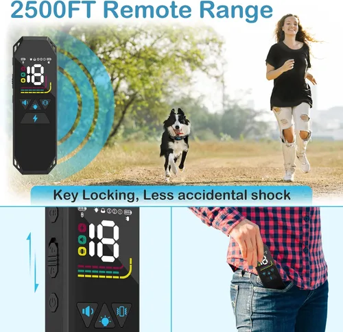 Miniatura 4 de Collar de entrenamiento para perros, collar de choque para perros con control remoto, 2500 pies y 4 modos de entrenamiento pitido, vibración, choque