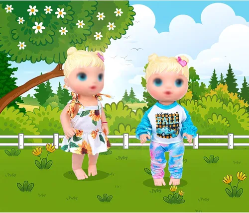 Miniatura 4 de ECORELF 10 piezas de ropa y accesorios para muñecas de bebé, incluyendo vestidos, camisetas, pantalones, mono, pantalones de campana para niños