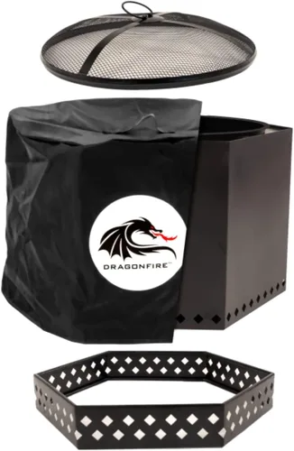 Miniatura 11 de Dragonfire Chimenea portátil sin humo, accesorios incluidos: parrilla, soporte base, estuche de transporte. Pozo de fuego al aire libre de pellets
