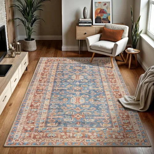 Miniatura 56 de GLN Rugs Bohemian Collection - Alfombra de felpilla lavable a máquina, bohemio vintage, antideslizante, alfombra de felpilla de pelo bajo, alfombra