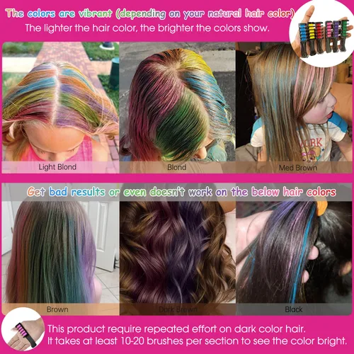 Miniatura 2 de Peine de tiza para el cabello, tinte de color temporal, manualidades para niñas de 4, 5, 6, 7, 8, 9, 10 años, tiza para el cabello lavable