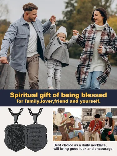 Miniatura 144 de U7 Saint Benedict/Michael Medal Necklace, 316L Stainless Steel Virgin Mary Necklace for Men Women, Bible Verse Protection Necklace Catholic