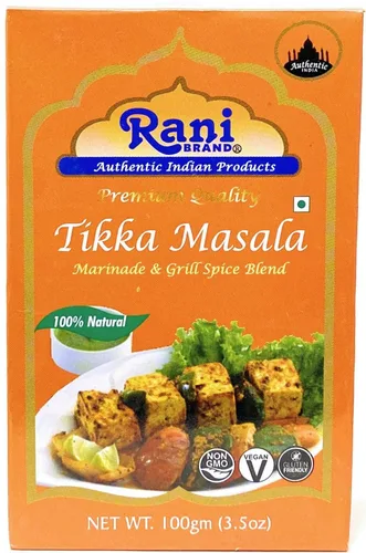 Rani Tikka Masala Indian 7-Spice Blend 3.5oz (100g) ~ Todo natural | Sin sal | Vegano | Sin colores | Apto para gluten | Sin OMG | Origen indio
