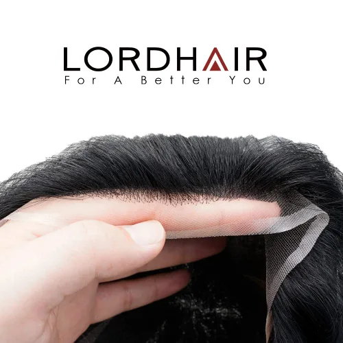 Miniatura 4 de Lordhair Sistema de cabello para hombres, cabello humano real, encaje francés, sistema de cabello para hombre, tamaño 8x10 pulgadas, tupé #1