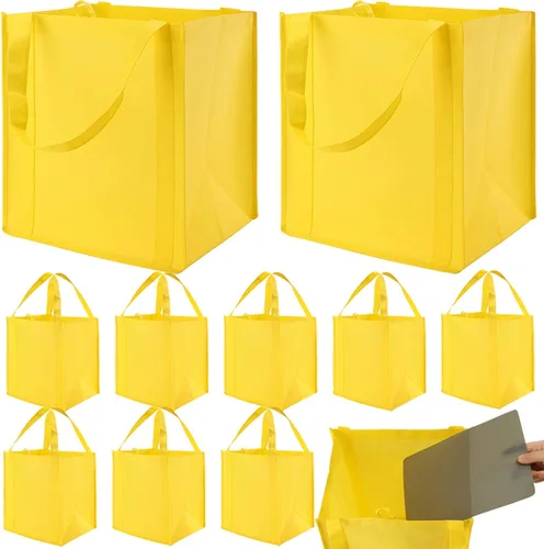 Miniatura 7 de NERUB Juego de 10 bolsas de comestibles reutilizables de servicio pesado, bolsas de compras, bolsas grandes para comestibles con fondo reforzado