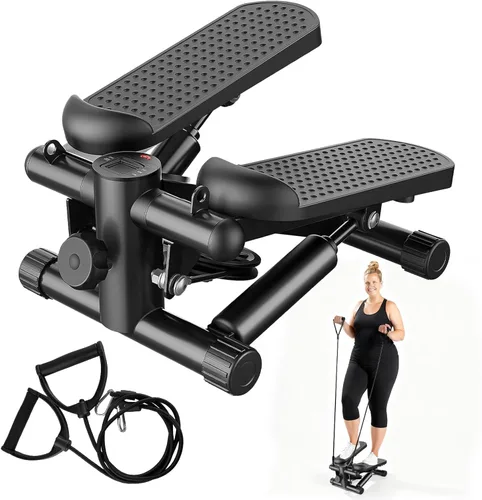 Stair Stepper with Resistance Bands for Home Exercise, Mini Stepper Machine for Indoor Fitness, Portable Home Gym Stepper for Full Body Workout,