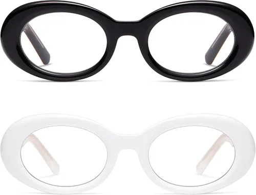 Miniatura 7 de AMOMOMA Anteojos de lectura ovalados para mujer, diseño moderno con bloqueo de luz azul, bisagra de resorte, para lectores elegantes AM6222