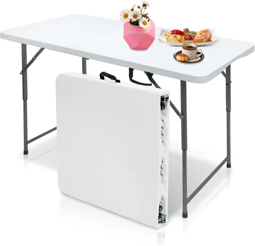 Miniatura 10 de AJP Distributors Mesa plegable portátil de plástico de 3 pies 34 pulgadas, parte superior resistente con asa de transporte, interior y exterior