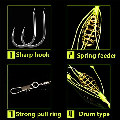 Miniatura 4 de Dyxssm Comedero de pesca de carpa con alimentador de carpa de primavera de pesca (paquete de 4)