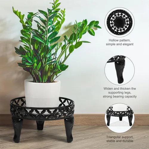 Miniatura 4 de Soporte de metal para plantas para interiores y exteriores, paquete de 2 soportes de hierro resistentes para interiores y exteriores, soporte