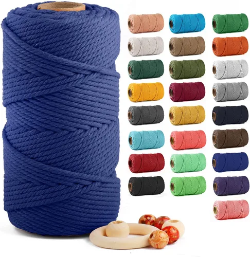 Miniatura 18 de ZUEXT - Cordón de algodón de macramé de 0.197 in x 328 yardas, cuerda trenzada de jengibre natural hecha a mano, 4 hebras, cuerda de punto