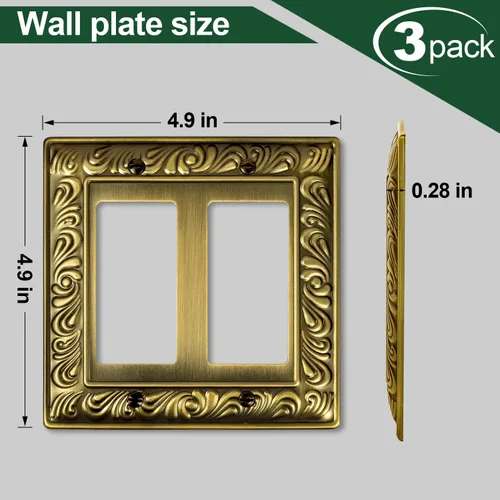 Miniatura 3 de Placa Decorativa de Pared de Latón Antiguo Cubierta de Interruptor de Luz Cubiertas de Enchufe Decorativo Placas de Interruptor Basculante