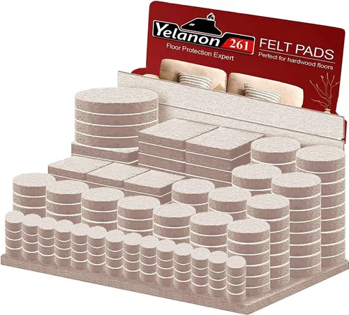 Miniatura 18 de Yelanon Almohadillas de fieltro para muebles, 56 unidades (1+2 pulgadas), almohadillas de fieltro de alta calidad para patas de silla, protectores