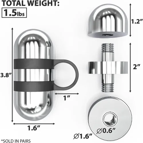 Miniatura 3 de Synergee Pesas de mano cardio. Juego de mancuernas de acero con lazo de silicona antideslizante para el dedo, para entrenamiento, fitness