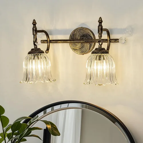 Miniatura 12 de CVKASH Accesorios de Lámpara de Tocador de Baño de 3 Luces Sobre Espejo, Lámpara de Tocador Moderna Negra con Pantalla de Vidrio, Aplique de Pared