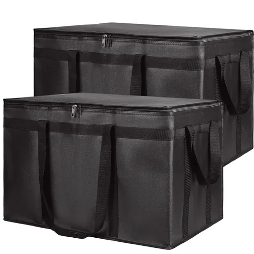 Miniatura 20 de Paquete de 1 bolsa aislada para entrega de alimentos con parte inferior dura, calentadores de alimentos comerciales XXXL para conductores de Negro