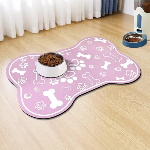 Miniatura 9 de Alfombrilla para Comida de Perros y Gatos, Alfombrilla para Alimentación de Mascotas de Absorción Rápida, Alfombrilla para Perros en Forma de Hueso