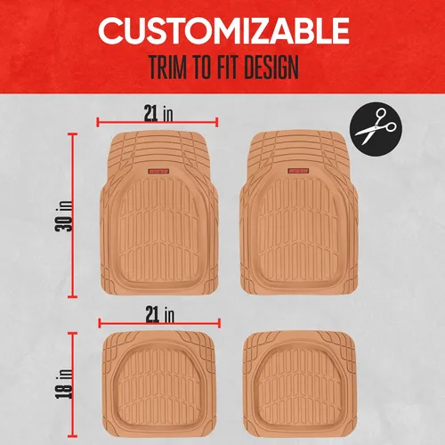 Miniatura 5 de Motor Trend - MT-921-BG Flextough Tortuga - Alfombrillas de goma resistentes para coche, SUV, furgoneta y camión - Protección para todo tipo de Beige