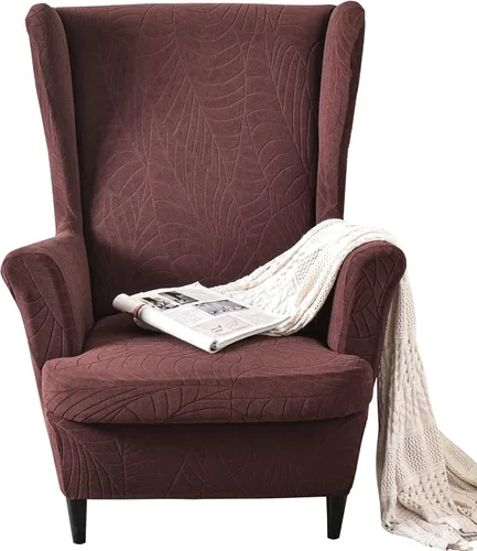 Miniatura 10 de MINGPINHUIUS - Fundas elásticas para silla con respaldo de ala, 2 piezas, fundas de tela jacquard para sofá, silla, protector de muebles para sala