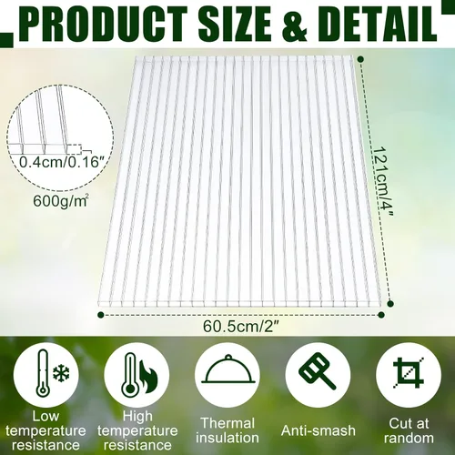 Miniatura 2 de Tatuo Paquete de 6 Paneles de Invernadero de Policarbonato de 4' X 2' X 0.16'' Láminas de Policarbonato Paneles de Techo de Doble Pared Impermeables